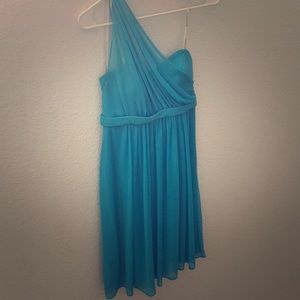 One shoulder bridesmaids dress by David’s Bridal